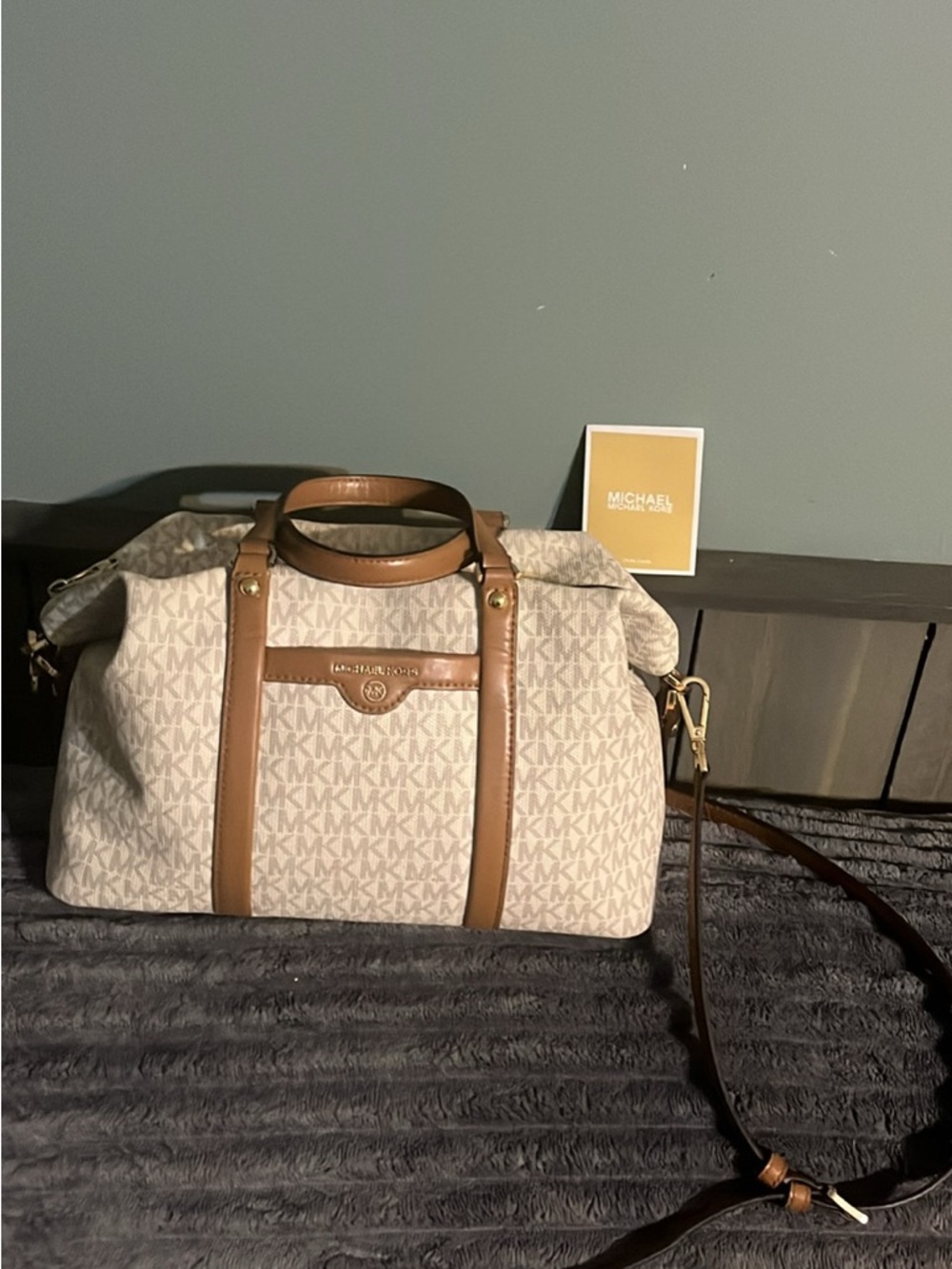 Michael Kors Beige and Brown Signature satchel. Minimal signs of use.